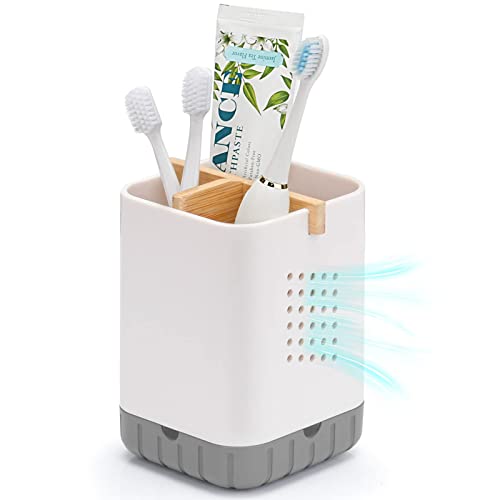 Boperzi Toothbrush and Toothpaste Holder with Bamboo Divider