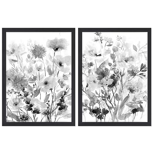 Botanical Canvas Prints - Black & White Wildflower Wall Art
