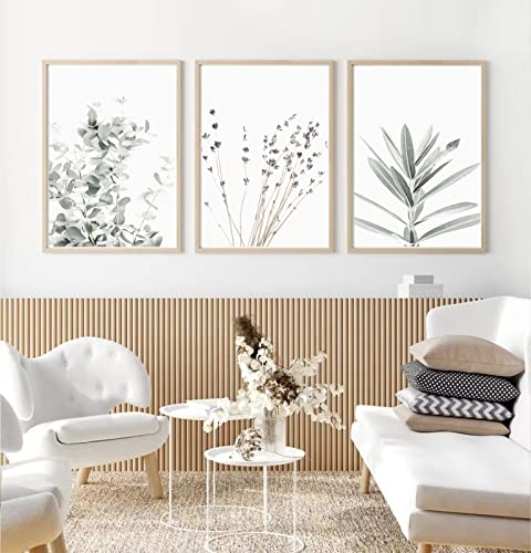 Botanical Wall Art Set of 3 Lavender Eucalyptus Prints