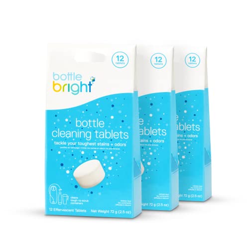 Bottle Bright 3 Pack (36 Tablets) - Easy and Safe Water Bottle Cleaning Solution