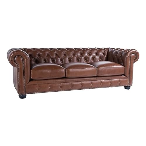 Bowery Hill Leather Tufted Back Chesterfield Sofa