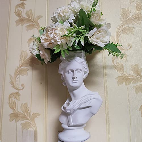 BOYOWO Apollo Statue Vase Greek Statue Bust Greek Mythology Decor Greek Statues and Sculptures Roman Head Apollo Bust Gods Statue Body Sculptures Statues for Home Decor Living Room Shelf Decor,White