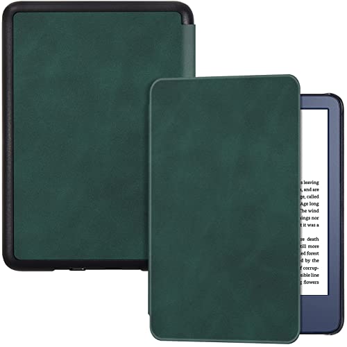 BOZHUORUI Slim Case for Kindle 11th Generation - Premium PU Leather Bookcover (Pine Green)