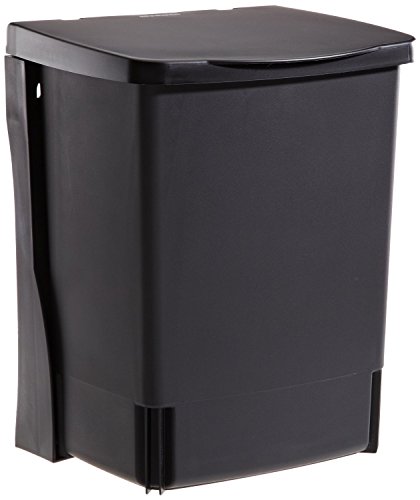Brabantia 2.6 Gal Built-in Cupboard Trash Can (Black) Mounted Hidden Compact Storage for Kitchen (Min Space H10.63xW9.06xD13.39)