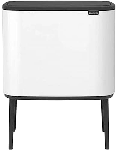 Brabantia Bo Trash Can - 1 x 9.5 Gal Inner Bucket (White) Waste/Recycling Garbage Can, Removable Compartment