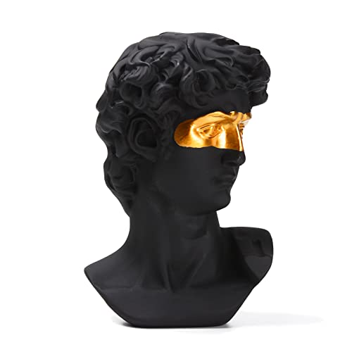 BRABUD Greek Mask David Man Bust Statue Resin Black Gold