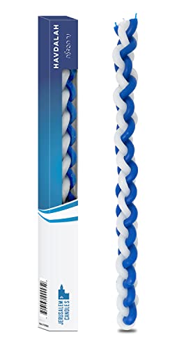 Braided Blue and White Havdalah Candle - 1 Pack