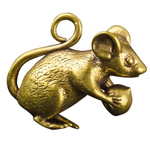 Brass Mouse Figurine Mini Lucky Rat Statue
