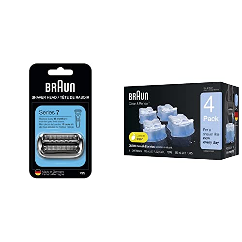 Braun Series 7 Electric Shaver Replacement Head & Clean & Renew Refill Cartridges - 4 Pack