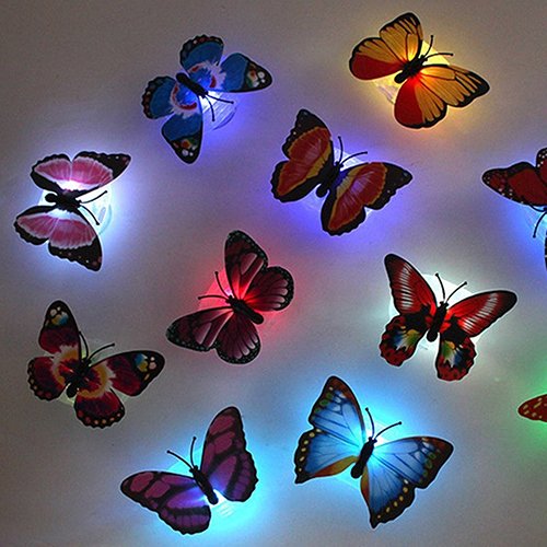 BrawljRORty 1pcs Wall Stickers Decor Art Decorations Color Changing Cute Butterfly LED Night Light Home Room Desk Wall Decor for Home Living Room Bedroom Decor