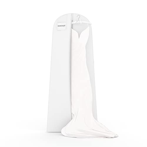 Breathable Wedding Gown Hanging Garment Bag - HANGERWORLD (White)