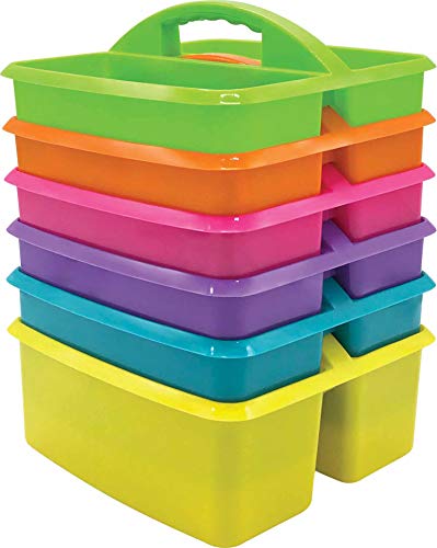Bright Colors Portable Plastic Storage Caddy 6-Pack
