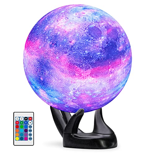 BRIGHTWORLD Lava Lamp - 7.1inch Galaxy Lamp with 16 Colors Moon Lamp 3D Printing and Remote Control