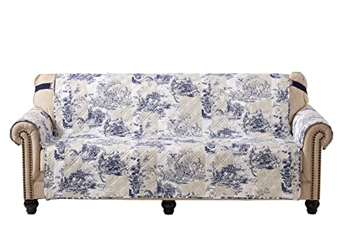 Brilliant Sunshine Blue Toile Couch Cover