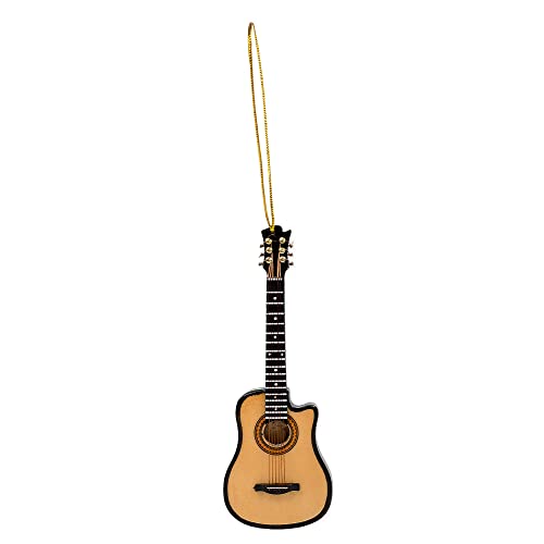 Broadway Gifts 5.1" Natural Brown Wood String Guitar with Cutaway Ornament Decoration