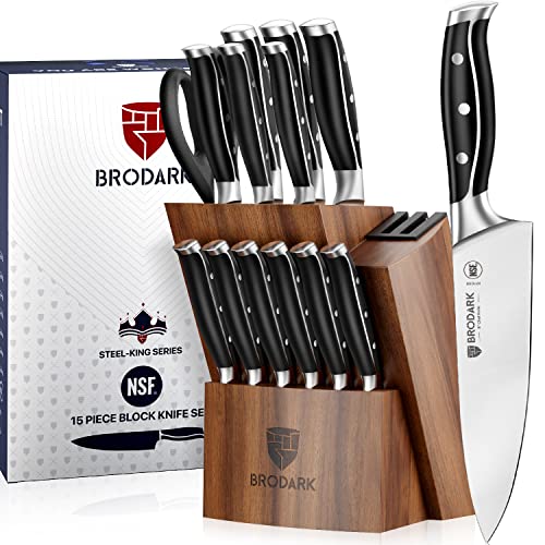BRODARK Kitchen Knife Set with Block