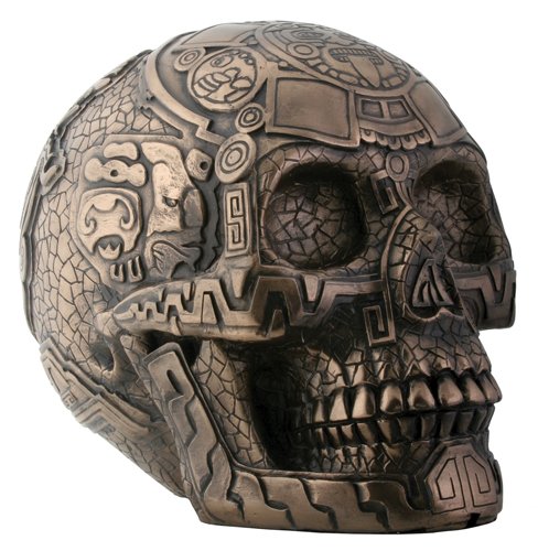 Bronze Aztec Skull Collectible Statue