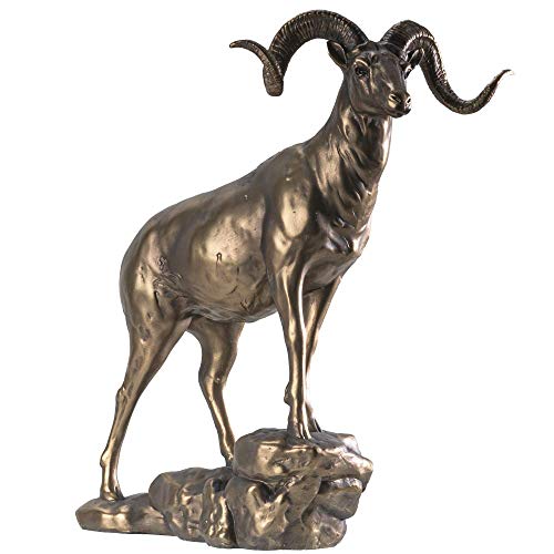 Bronze Bighorn Ram Figurine Statue - Decorative Wildlife Sculpture