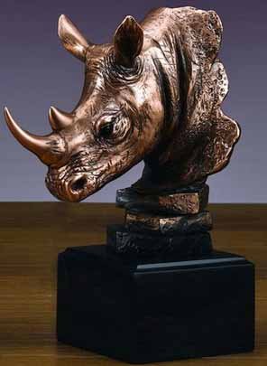Bronze Rhino Bust Statue