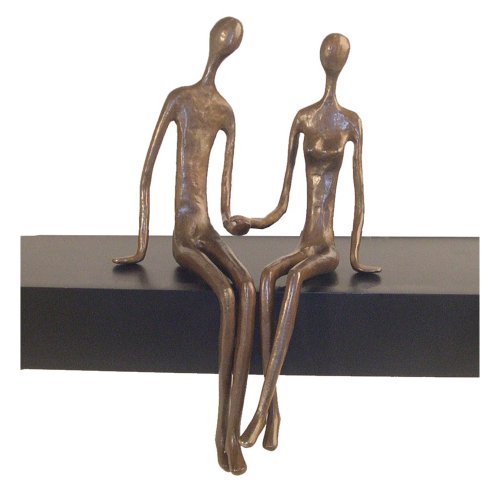 Bronze Sitting Couple Holding Hands Sculpture