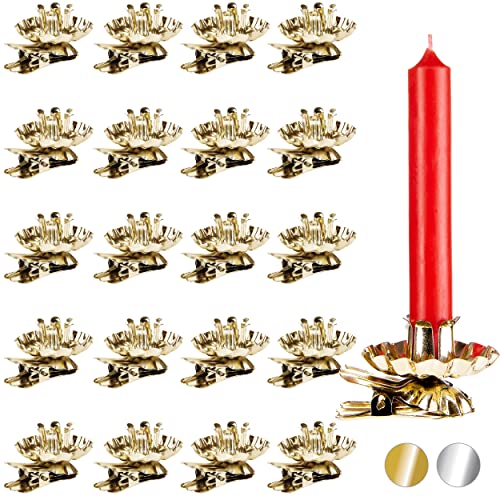 BRUBAKER Christmas Tree Candle Holders - Gold