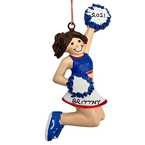 Brunette Girl Cheerleader Christmas Ornament