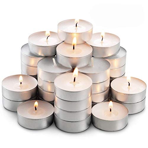Bulk Unscented Tea Lights Candles | 45 White, Smokeless, Dripless