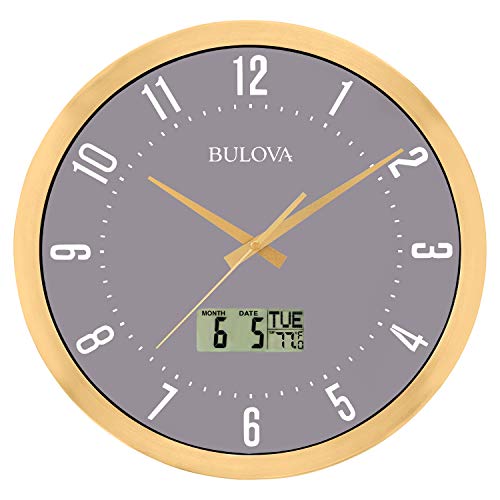 Bulova C4830 Lobby Wall Clock, 14", Gold
