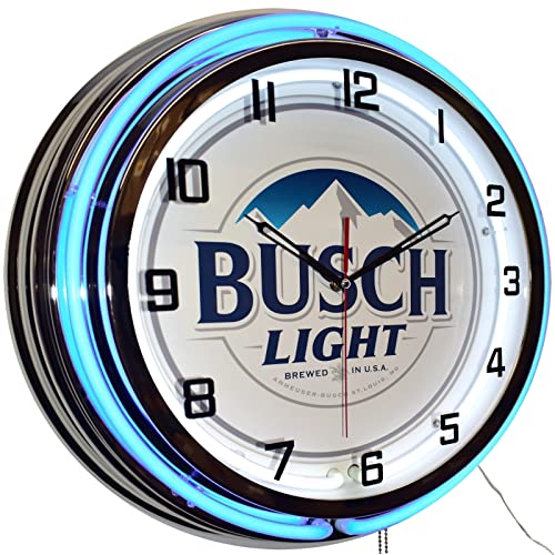 Busch Light Beer Sign Neon Clock - Retro Style Timepiece