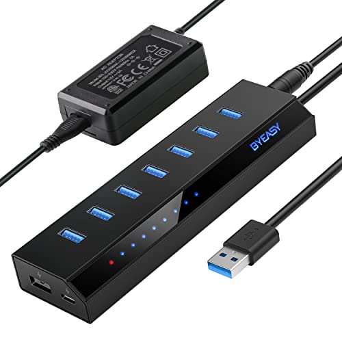 BYEASY 9-Port USB 3.0 Powered USB Hub with Charging Ports