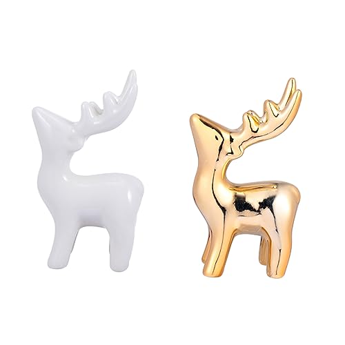 Cabilock 2pcs Elk Ring Storage Ornament Display Stand Jewelry Tree Stand Mini Deer Figurines Christmas Deer Figurines Display Stand for Jewelry Ceramic Jewelry Holder Necklace Holder Bee