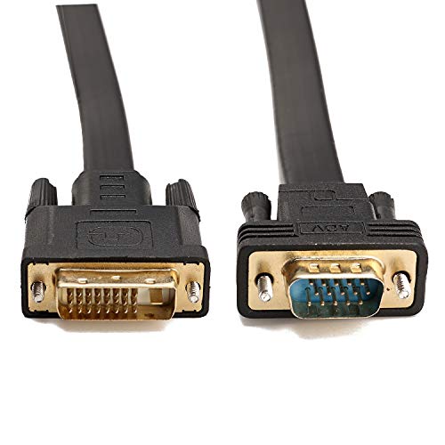 CableDeconn Active DVI-D Dual Link 24+1 Male to VGA Male Video with Flat Cable Adapter Converter 2M