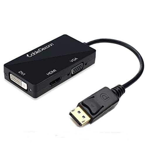 CABLEDECONN Multi-Function Displayport Dp to HDMI/DVI/VGA Male to Female 3-in-1 Adapter Converter Cable