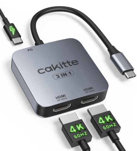 CAKITTE USB-C Dual HDMI Adapter 4K@120Hz/60Hz