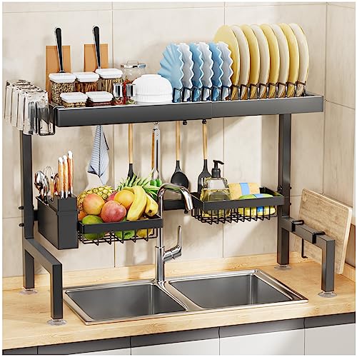 caktraie Over The Sink Dish Drying Rack with 2 Baskets