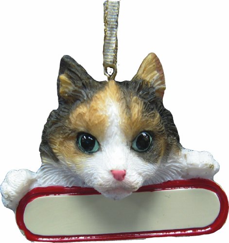 Calico Cat Ornament "Santa's Pals" With Personalized Name Plate