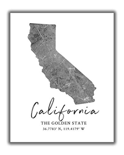 California State Map Wall Art Print