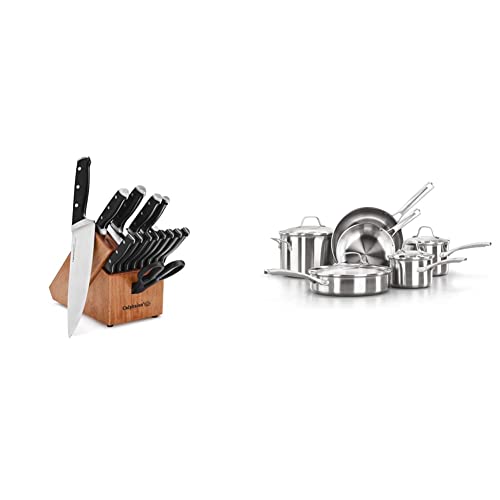 Calphalon Knife and Cookware Set, Self-Sharpening Block, 15-Piece & 10-Piece