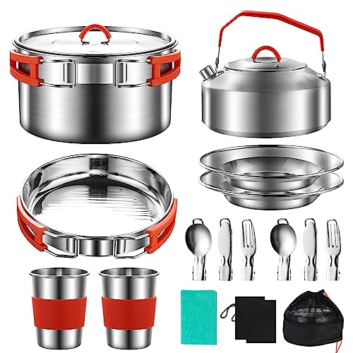 Camping Cooking Set with Stainless Steel Pot and Pan