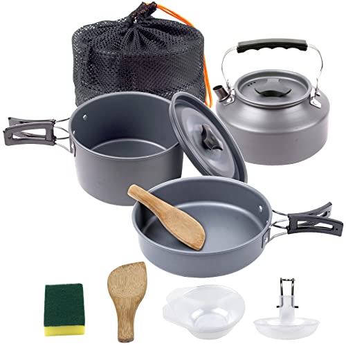 Pots and Pans Set, 7Pcs Ceramic Nonstick Cookware Set, Removable Handle,  Suitble for Camping, RV, Inducton