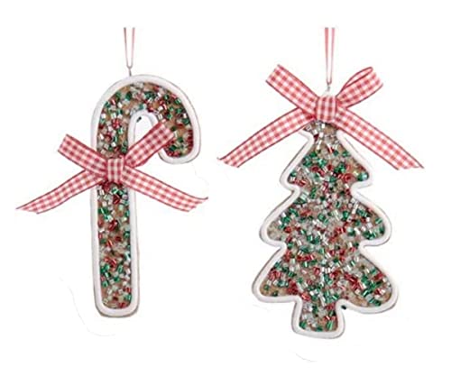 Candy Cane and Christmas Tree Gingerbread Cookie Ornaments
