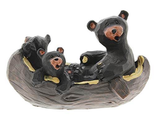 Canoeing Black Bear Family Figurine