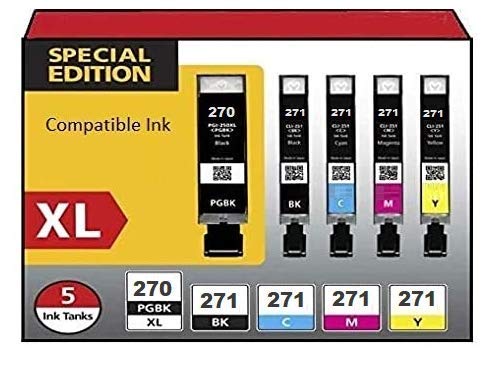 Canon PGi-270XL and Cli-271XL Compatible InkjetsClub High Yield Ink Cartridge 5 Pack