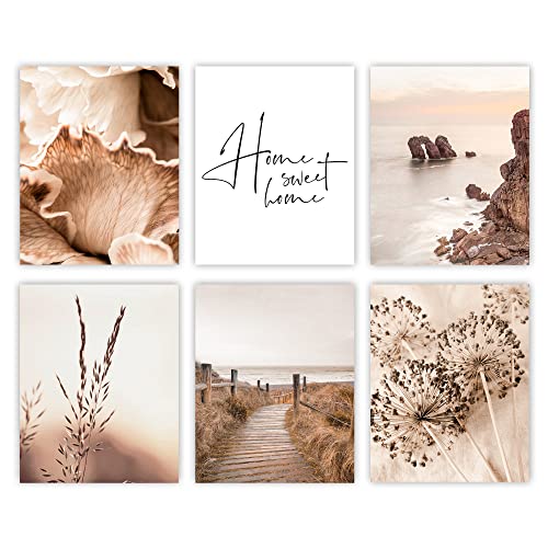 Canssape Set of 6 Nature Wall Art Prints Landscape Picture Prints for Wall Decor Home Decorations for Living Room Travel Posters Botanical Wall Poster (8x10in)(Unframed)