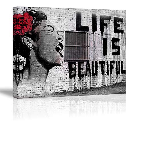Canvas Wall Art for Bedroom, PIY Life is Beautiful Picture Gallery Canvas Prints Home Decor, 1" Deep Frame, Ready to Hang, Waterproof Giclee Print Oil Paintings, 12"x16"x1"(Thick) Ready to Hang