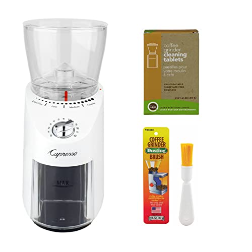 Capresso Infinity Plus Burr Grinder Bundle with Cleaning Accessories