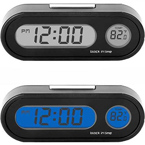 Car Watch 24 Hour Digital Clock with Temperature Display Simple Sticky  Design