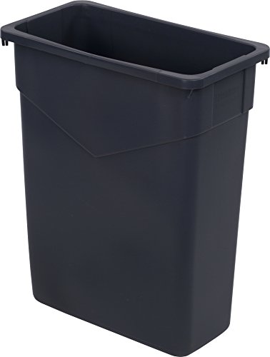 Carlisle FoodService Products Trimline Rectangular Waste Container with Handles, Polyethylene, 15 Gallons, Gray