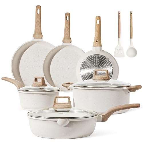 CAROTE Pots and Pans Set Nonstick, cookware sets 11 pcs, kitchen cooking set cookware w/Frying Pans & Saucepans(PFOS, PFOA Free)
