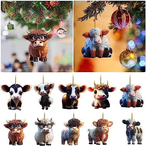 Cartoon Cow Christmas Tree Ornament